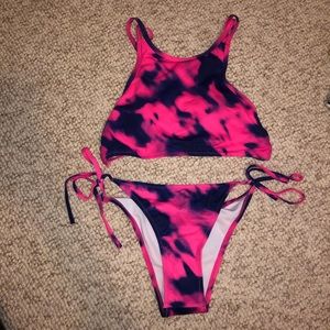 Halter pink tie dye bikini